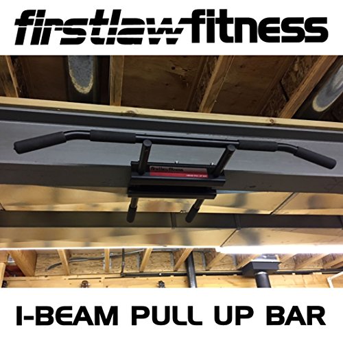 Firstlaw Fitness - 600 LBS Weight Limit - I-Beam Pull Up Bar - Long Bar with Bent Ends - Durable Rubber Grips - RED Label...