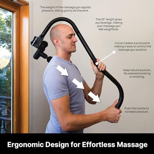 Ninefold Design BackBadger Percussive Massage Gun Holder for Back, Compatible with Most Massage Guns, for Hard to Reach Ar...