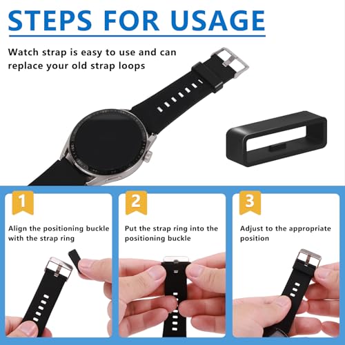 Vnsuyo 6 Pcs Watch Band Keepers, 16mm/18mm/20mm/22mm /24mm/26mm Watch Strap Holder Loops Retainer, Black Silicone Watch Ba...