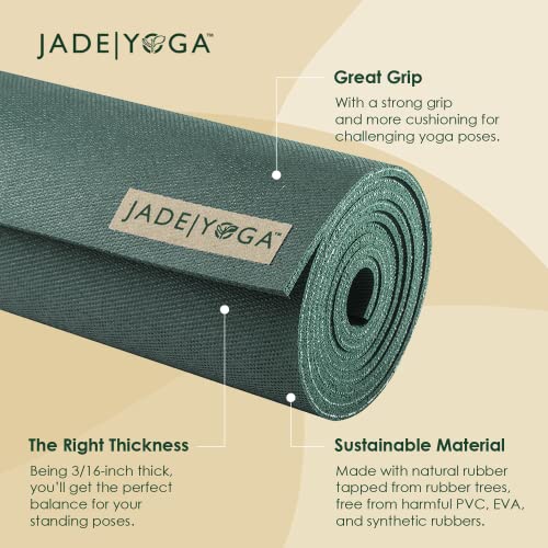 JadeYoga Harmony Yoga Mat - Durable & Thick Gym Fitness Mat, Non-Slip Natural Rubber Yoga Mat - Home Exercise & Stretching...