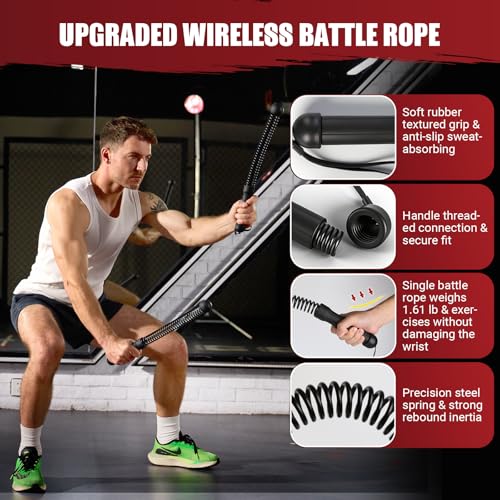 Weighted Ropeless Battle Ropes, Heavy Duty Portable Cordless Battle Ropes for Home Gym with Poster, Workout Exercise Rope ...
