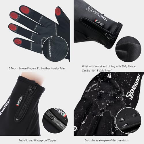 ANJMEICH -10℉ Waterproof Winter Gloves for Men & Women, Breathable Thermal Gloves, 5-Layer Touch Screen Cold Weather Glove...