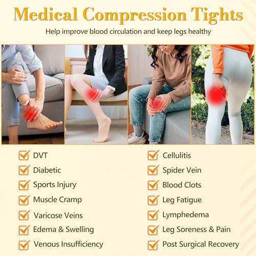 Myshear Medical Compression Tights Women, 20-30 mmHg Graduated Compression Pantyhose Men, Footless Compression Stockings, ...