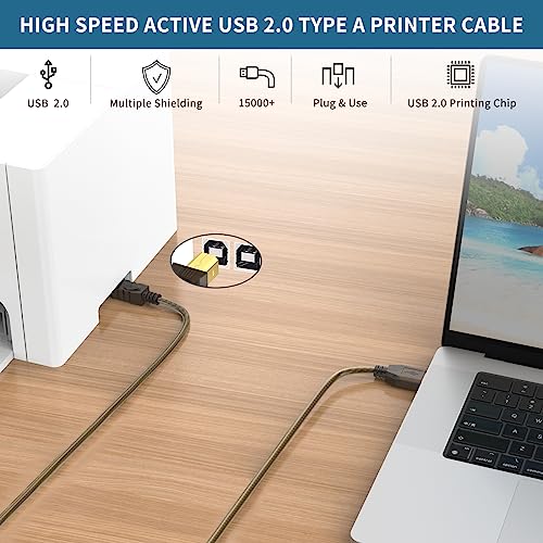 GOSYSONG Active USB Printer Cable 30ft, USB 2.0 USB A to B Printer Cord, Scanner Cord, High Speed Active USB Printer Cabl...