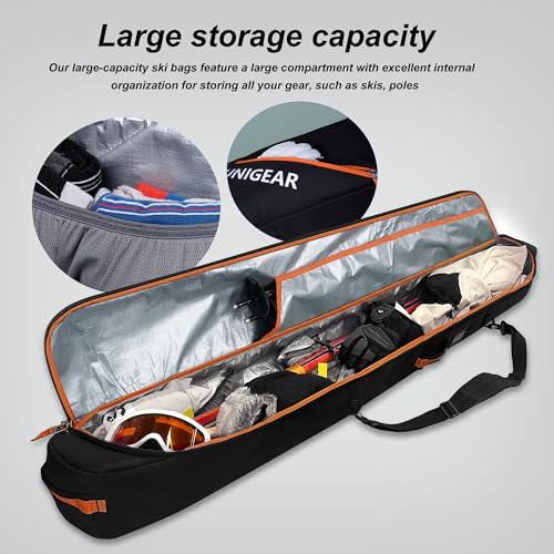 Unigear Ski Bag for Air Travel, 360° Fully Padded Protection, Water-Resistant and Durable up to 192cm for Snow Air Travel ...