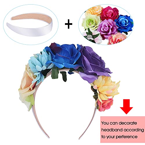 SIQUK 16 Pieces Satin Headbands White Headband 1 Inch Satin Hard Headbands DIY Hair Headband for Women