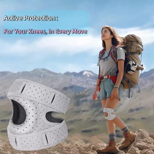 Knee Brace for Women Men Adjustable Knee Support with Side Stabilizers, Patella Gel Pads & Upgraded Silicone Anti-Slip Str...