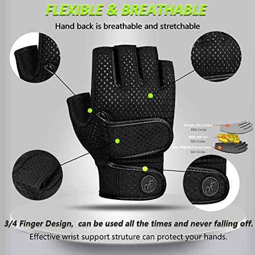MOREOK Workout Gloves Padded Weight Lifting Gloves for Men/Women, [3MM Gel] Fingerless Grip Gym Gloves Fitness Gloves for ...