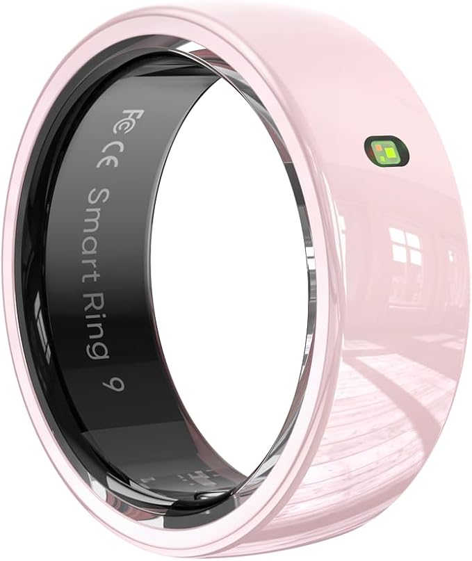 SM SEVENMORE Smart Ring Health Fitness Tracker for Women, Pink Ceramic (#10)