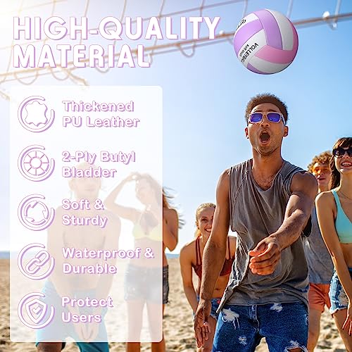 Woanger 6 Pcs Volleyballs Official Size 5 Waterproof Soft Recreational Volleyball with Pump and Net Bag Indoor Outdoor Bea...