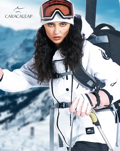 Caracaleap Ski Gloves for Men Women - Winter Snow Windproof Waterproof Skiing Snowboarding for Cold Weather Warm