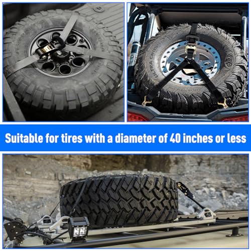 AddSafety Y Strap for Spare Tire,3 Ratchet Straps Tie Down, Heavy Duty Spare Tire Strap for UTV,Roof Rack Spare Tire Moun...