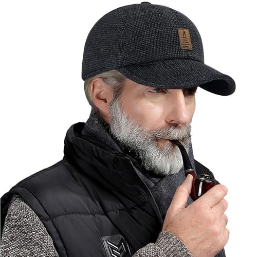 Winter for Men Outdoor Hat, Adjustable Warm Sport Golf Baseball Cap Hats Dad Caps Earflaps Thicken 55-60CM (Brown)