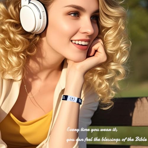 PRIVATEDIY Daily Bible Verse Bracelet Scan for Men Women, Wearable Bible Bracelet Christian Scripture WWJD Bracelets Catho...