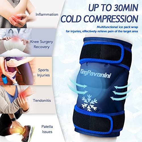 KingPavonini XXL Knee Ice Pack Wrap Around Entire Knee After Surgery, Large Reusable Gel Ice Pack for Injuries, Pain Relie...