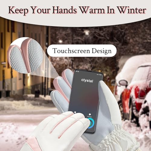 Feelorna Women Ski Gloves, Windproof Thermal Touchscreen Gloves Waterproof Winter Warm Snow Glove for Skiing Cycling Outdo...