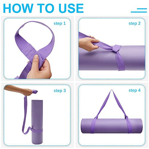 Deekin 4 Pcs Yoga Mat Straps for Carrying Yoga Mat Holder Adjustable Thick Carrier Exercise Sling Cotton Workout Stretchin...