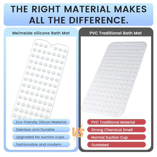 Silicone Bathtub Mat Non Slip, Acupressure mat for Back Pain Relief and Muscle Relaxation Bathtub with Drain Holes and Suc...