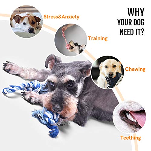 Fida Dog Rope Toys 4 Pack, Puppy Teething Sturdy Cotton Chew Tug Ropes Indoor/Outdoor, Exercise Interactive Tug O'War Toys...