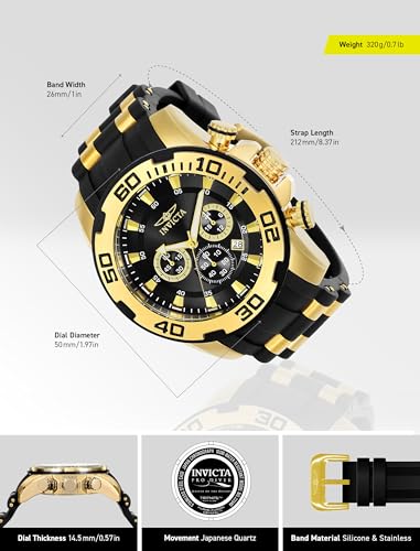 Invicta Men's 22340 22341 22343 22344 22346 Pro Diver Analog Display Quartz Black Watch