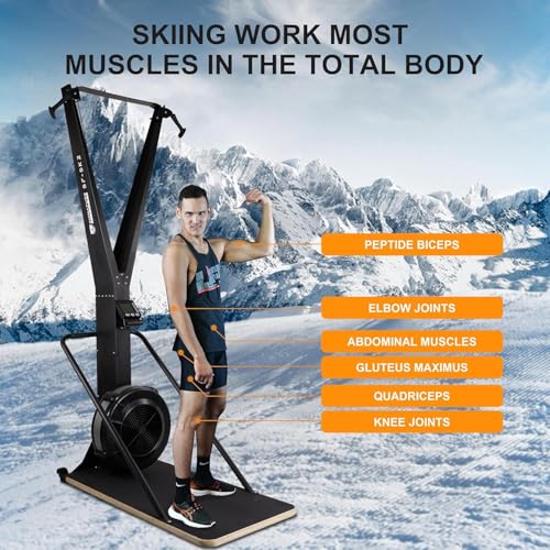 Fitvids Ski Training Machine, Wind Resistance Skiing Exercise Equipment with LCD Display, Home Gym Indoor Cardio Training