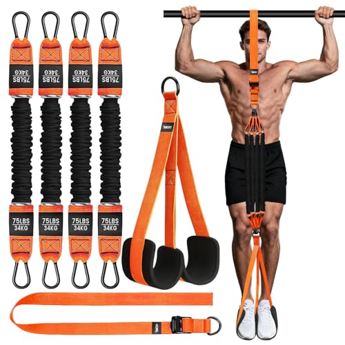 TB3C Pull Up Assistance Bands - Adjustable Heavy Duty Resistance Band for Pull Up Bar with 4 Assist Bands, Dual Footrests,...