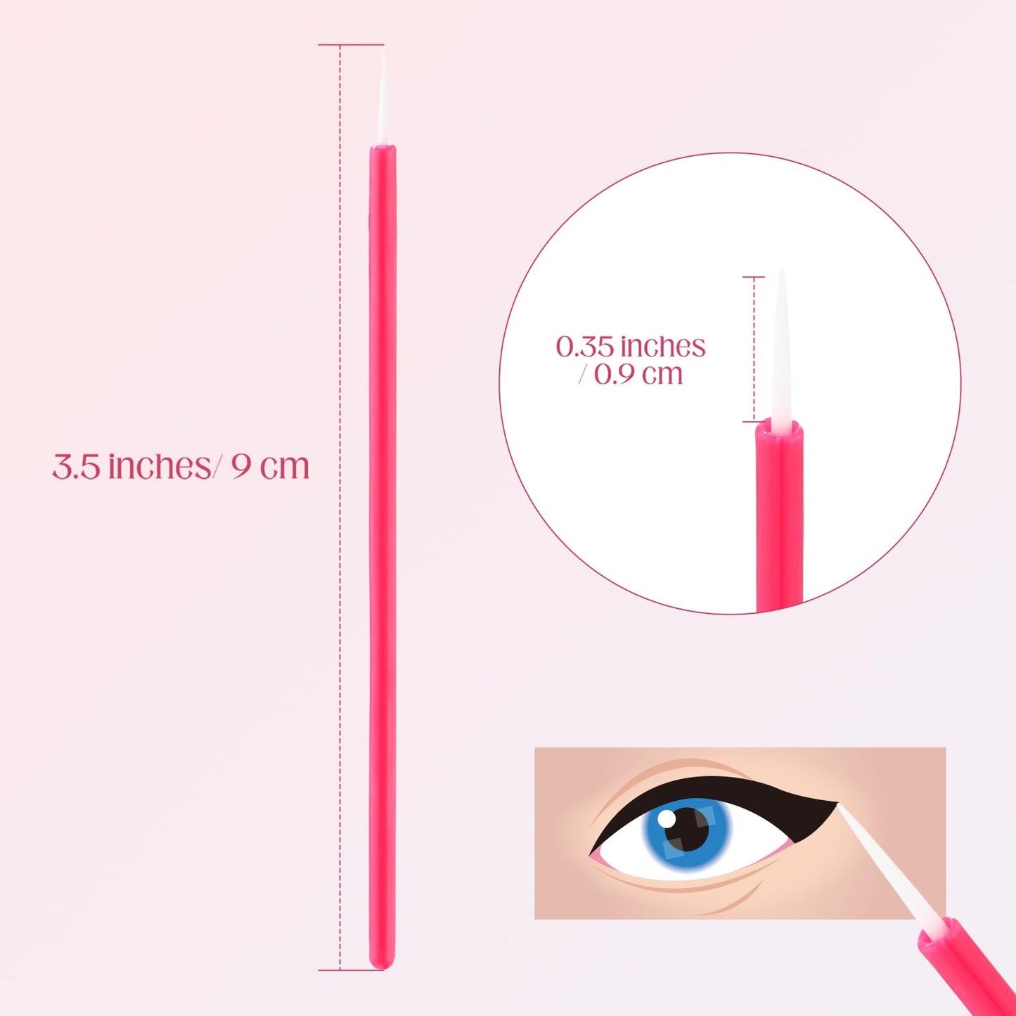 Honeydak 300 Pcs Disposable Eyeshadow Brushes Eyeliner Applicator Tool Eyeshadow Applicators Lip Applicators Eye Lash Wands Make