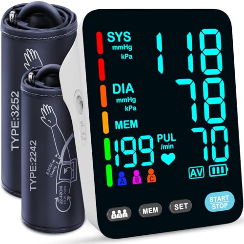 YONLO Blood Pressure Monitor, Automatic Upper Arm Blood Pressure Monitors for Home Use, 2 Blood Pressure Machine Cuff(9-17...