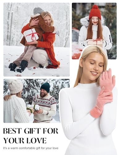 ORVINNER Winter Gloves for Women, 4 Pairs Womens Touch Screen Warm Lining Stretchy Thermal Knitted Gloves for Cold Weather