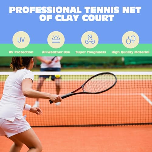 Tennis Net Professional Tennis Court Net 42FT Replacement Nets Heavy Duty Sport Nets with 2 Fiberglass Dowels, Compatible ...