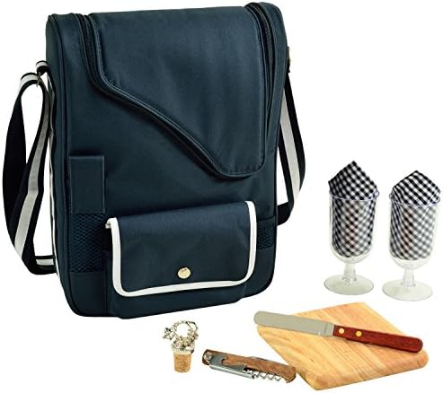 California Berkeley University Licensed Golden Bears Deluxe Wine Carrier with Wine Glasses and Accessories for Two Assembled & Quality Approved in The USA