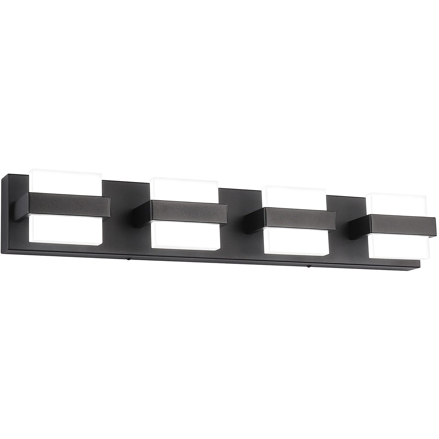 SOLFART Modern 4 Light Vanity Lighting Fixtures, Acrylic Shade, Matt Black, Model 7248-4T-WHL-BK-ND, Non-Dimmable, Bathroom Wall Lights