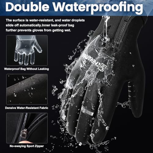 Otevan Winter Gloves for Men Women,Waterproof Thermal Sport Glove for Men and Women for Cycling Hiking Driving Running, Sn...