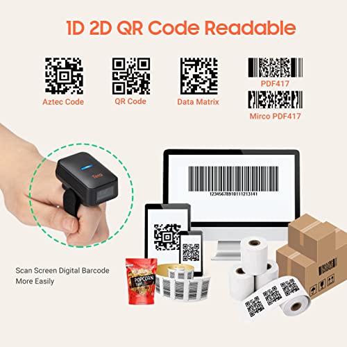 Tera Pro Extreme Performance 1D 2D QR Wireless Ring Barcode Scanner with Bluetooth, Extra Fast Scanning Speed Ultra High R...