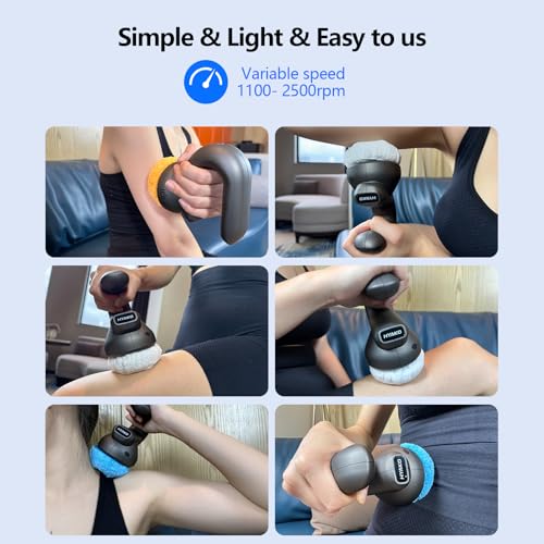 HYAKO Handheld Professional Mini Orbital Buffer Relief Massager, Adjustable Multi-Speed Vibration Deep Tissue Body Chiropr...