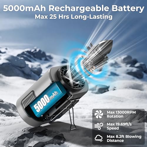 COMLIFE Portable Mini Waist Fan - Rechargeable Clip on Wearable Belt Fan, Max 25H Cooling,4 Speeds 13000RPM Turbo Hands-Fr...