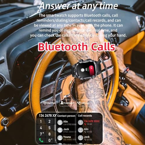 Desong Military Smart Watch for Men (Make/Answer Call), 2.01" HD Screen Smartwatches for Android and iPhone,Long Time Stan...