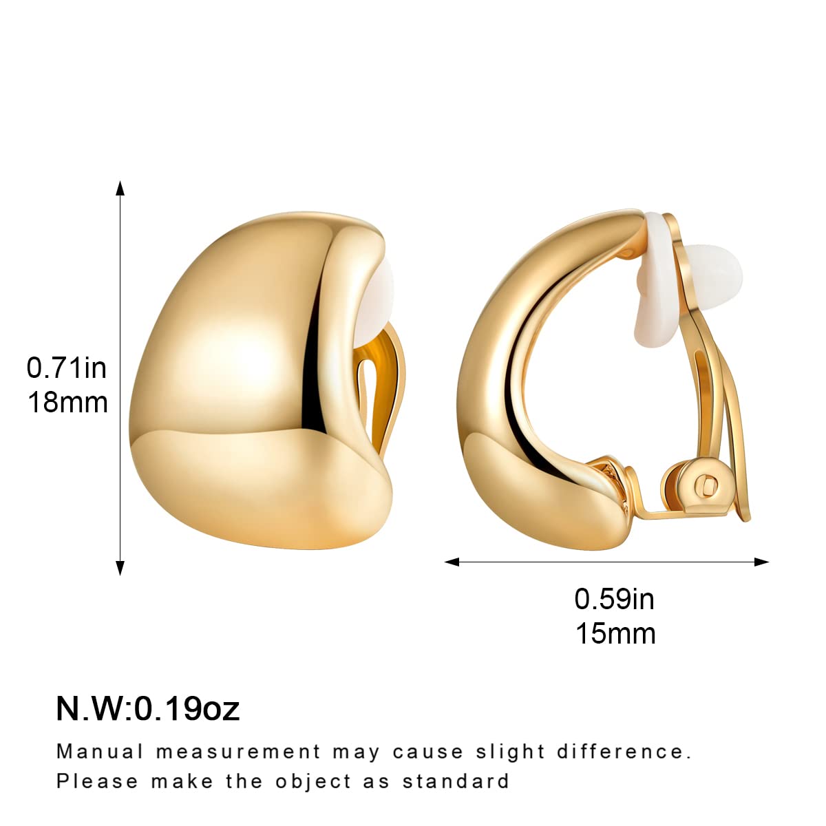 MUYAN Dainty Wide Half Hoop Clip On Earrings for Women Small Chunky Thick Hoop Earrings
