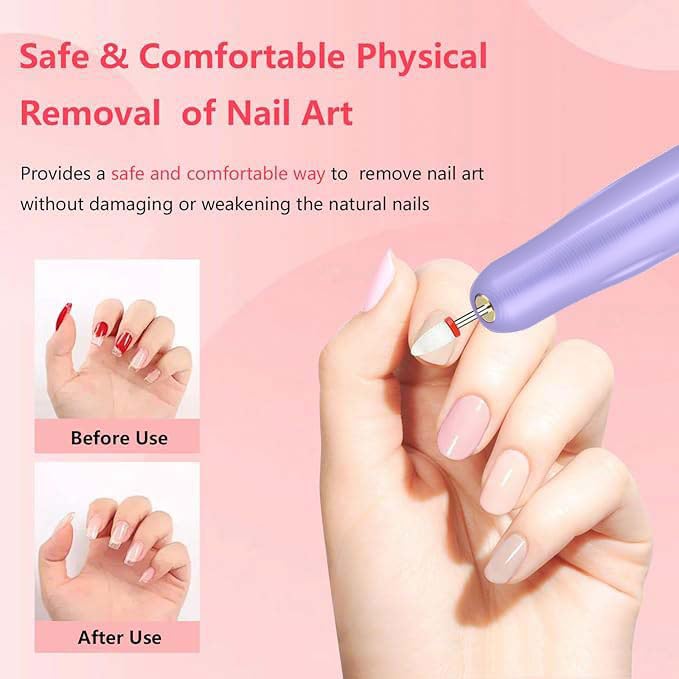 LiQiAMEi Electric Nail Drill, Professional Portable Drill Nail, 7 in 1 Acrylic Nail Drill Kit, USB Power Supply for Acrylic, Gel