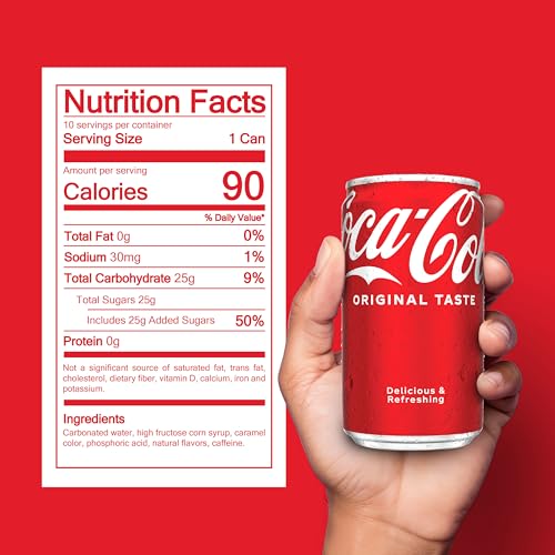 Coca-Cola Fridge Pack Soda Soft Drinks, 7.5 fl oz Cans, 10 Pack - Mini Soda Cans