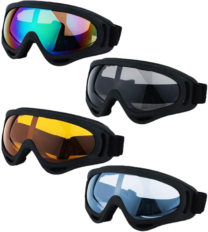 LJDJ Ski Goggles, Pack of 4 - Snowboard Motorcycle Goggles Tactical Combat Military Glasses