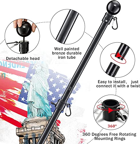 Flag Pole for Outside House - 5ft Heavy Duty Stainless Steel Flag Pole Kit, Tangle Free Spinning Flagpole Holder For Outdo...