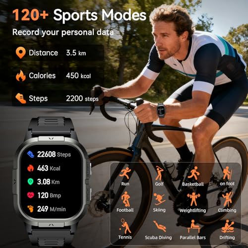 Smart Watch for Men Fitness Tracker: Make/Answer Call Military Smart Watches for Men Digital Watches Heart Rate Monitor Wa...