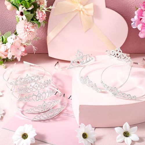 Riceshoot 50 Pcs Tiara Crowns Bulk for Women Crystal Princess Tiara Queen Rhinestone Crown with Comb Silver Bridal Wedding...