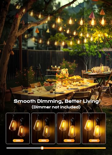 Brightown Outdoor String Lights Patio Lights, 100FT ST38 Shatterproof Dimmable Waterproof Connectable LED Christmas Light...