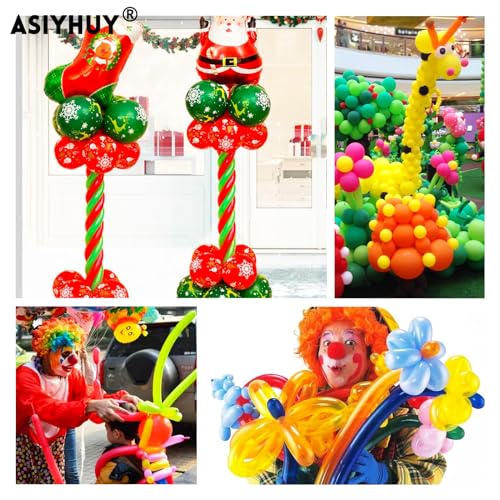 ASIYUHY 260 long balloons 100 Pack Twisting Animal Balloons Assorted Color Thickening Latex Modeling Long Magic Balloons f...