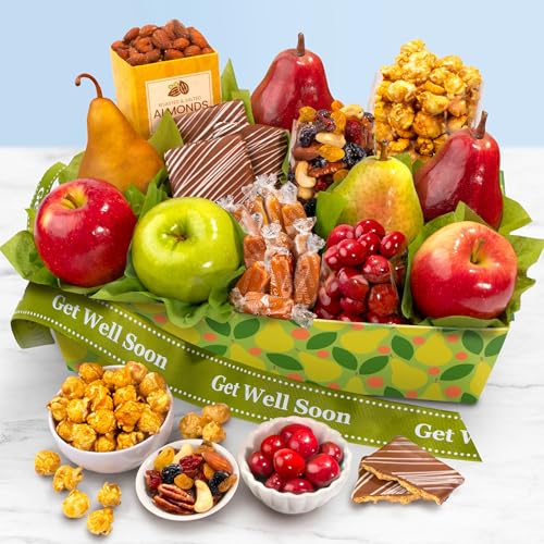 A Gift Inside Get Well Soon Orchard Delight Fruit and Gourmet Gift Basket"