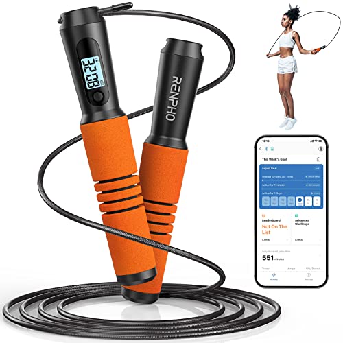 RENPHO Smart Jump Rope - APP Data Storage & Tracking & Analysis, Tangle-Free Jumping Rope for Men, Women, Skipping Rope wi...