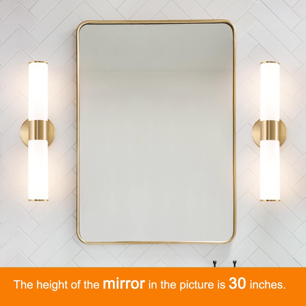 Gold Bathroom Wall Sconces Set Of 2  Brass Wall Sconce With Mikly White Glass Shade  Modern Sconces Wall Lighting  Vanity Light Fixtures  Wall Lights For Mirror Living Room Bedroom Hallway Stairs