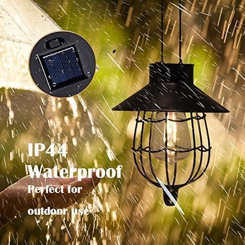 YAKii Solar Lanterns 6 Pack, Waterproof Metal Lamp, Warm White Light, Black, Model LP107-6, for Yard Garden Pathway Patio Porch